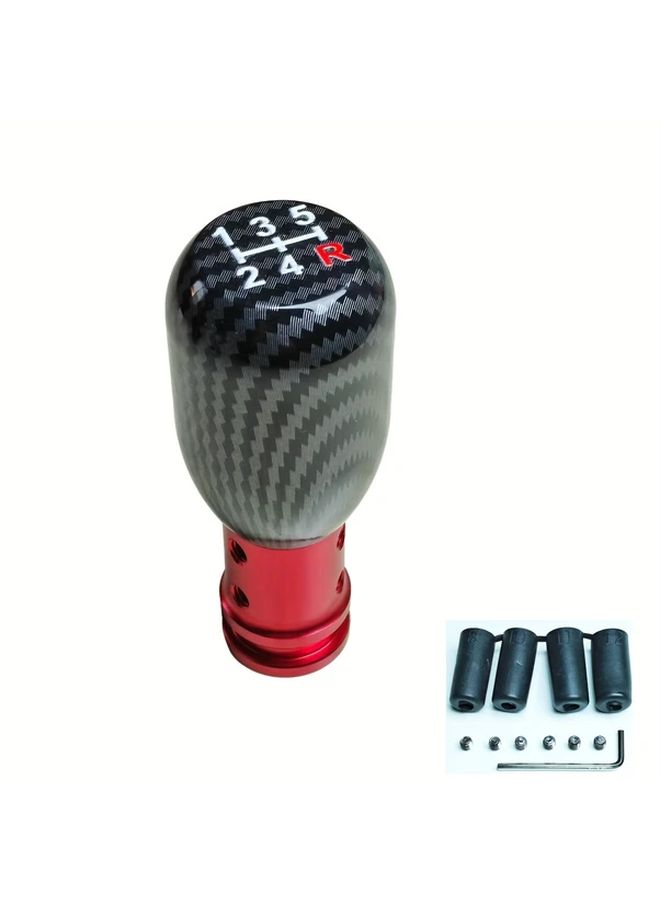 Racing Carbon Fiber Aluminum Gear Shift Knob For Manual Transmission Cars Red Black Sporty 5 Speed - Image 4