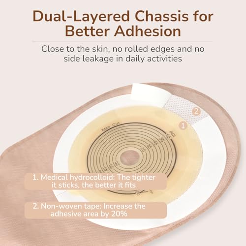 Heagimed 60 PCS Colostomy Bags, Ostomy Supplies, 15 mm-65 mm Ostomy Drainable Pouch for Ileostomy Stoma Care, Ostomy Bags with Hook and Loop, Cut to Fit - Image 5