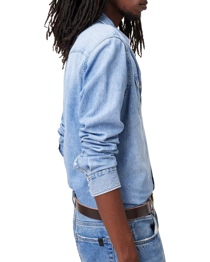 AllSaints Mens Casual Shirt Macgowan Shirt Light Indigo Blue L - Image 2