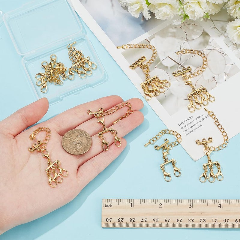 Multi Strand Layering Clasps 8 Pcs 4 Styles Gold Lobster Clasps Connector For Jewelry - Image 4