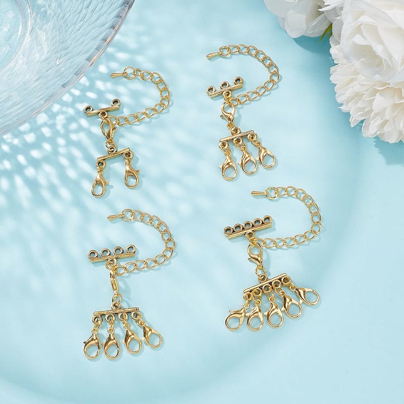 Multi Strand Layering Clasps 8 Pcs 4 Styles Gold Lobster Clasps Connector For Jewelry - Image 5