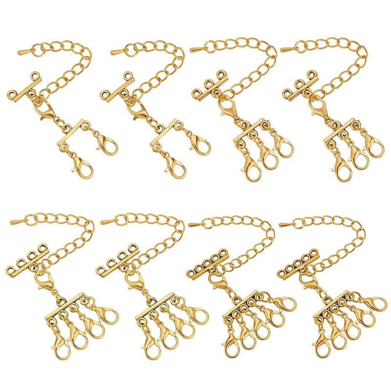 Multi Strand Layering Clasps 8 Pcs 4 Styles Gold Lobster Clasps Connector For Jewelry - Image 2