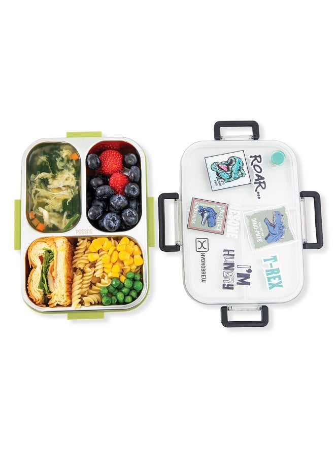 Hydrobrew Personalized Steel Core Bento Lunch Box 3 Compartment 750ml – Olive Roar - Image 5