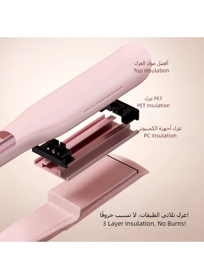 Hair Straightener and Curler，2-in-1 Ceramic Flat Iron With Negative Ion,  Straightener Iron With 4 Heat Settings and Up to 200°C for All Hair Types, Anti-scald Design - Image 5