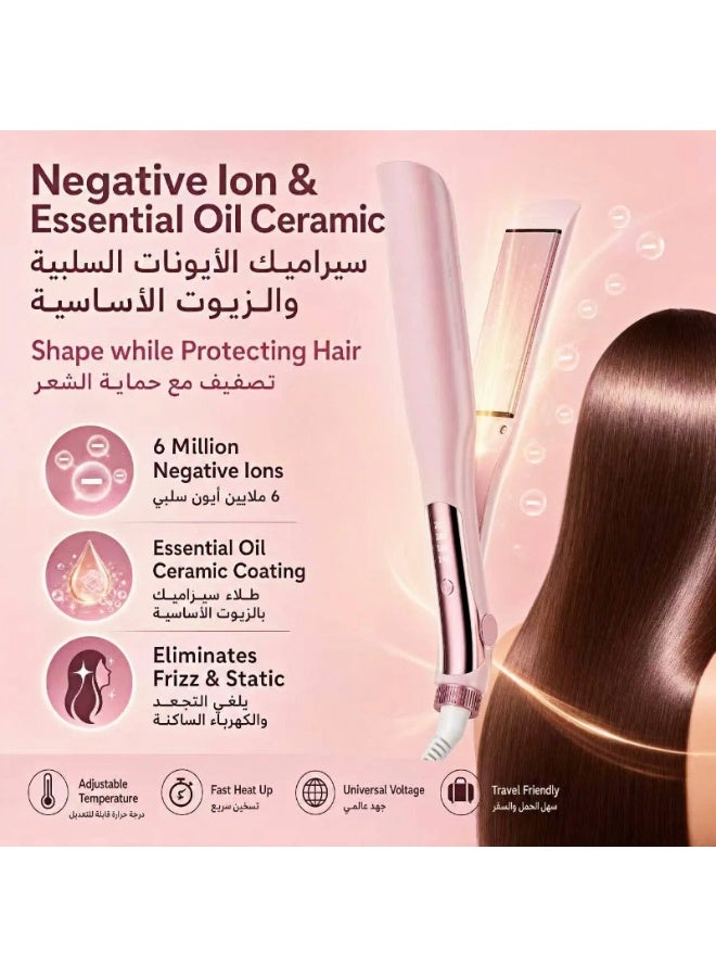 Hair Straightener and Curler，2-in-1 Ceramic Flat Iron With Negative Ion,  Straightener Iron With 4 Heat Settings and Up to 200°C for All Hair Types, Anti-scald Design - Image 3