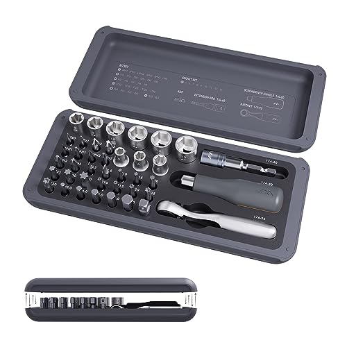 JIMIHOME Snap to GO Mini Ratchet and Screwdriver Set, 41-Pieces, Polycarbonate and Alloy Steel, Compact and Portable - Image 1