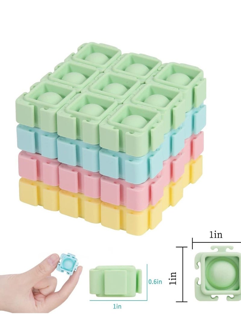 32 Pcs Building Blocks Kit, DIY Puzzles Toy, Multicolored Sensory Bubble Toys, Splicing Building Blocks with Press Bubble Design, Fidget Educational Toys with Colorful Geometric Jigsaw Puzzles, Push Elastic Toys, Micro Mini Blocks, Food-Grade Silicone Bubble with ABS Plastic, No Burrs