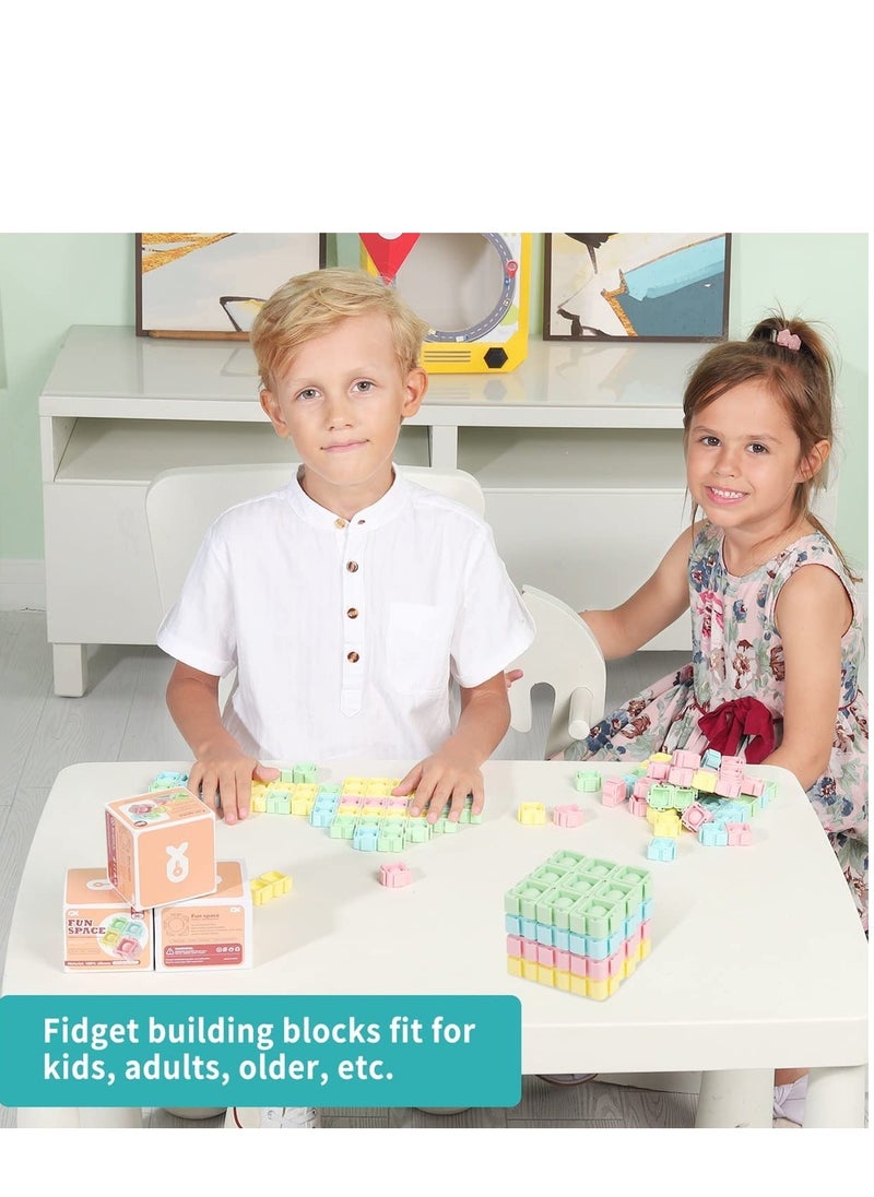 32 Pcs Building Blocks Kit, DIY Puzzles Toy, Multicolored Sensory Bubble Toys, Splicing Building Blocks with Press Bubble Design, Fidget Educational Toys with Colorful Geometric Jigsaw Puzzles, Push Elastic Toys, Micro Mini Blocks, Food-Grade Silicone Bubble with ABS Plastic, No Burrs