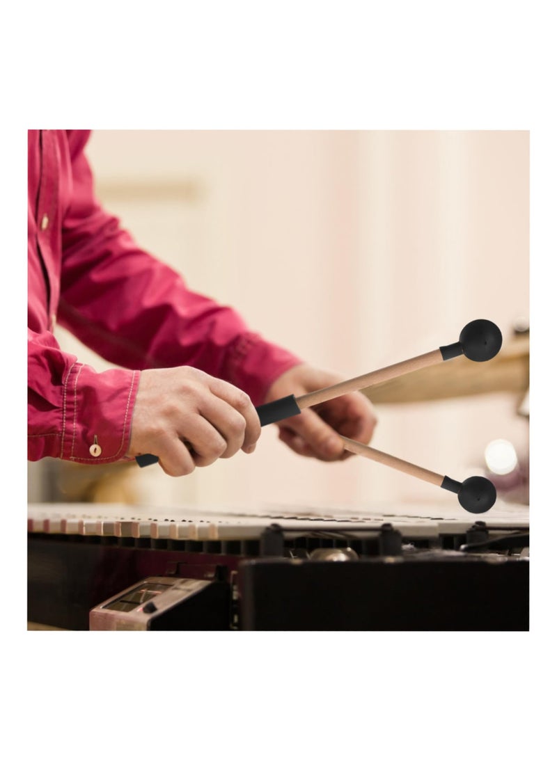 2Pcs Versatile Percussion Drumsticks with Wooden Handles & Rubber Mallets for Marimba & Drumming, Suitable Musical Instrument for Musicians - Image 3