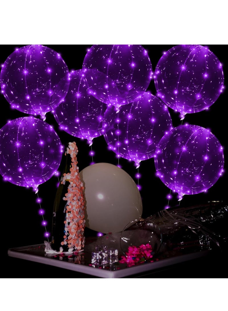 SYOSI LED Light Up BoBo Balloons, Transparent Helium Glowing Balloons with Warm White LED String Lights, 20" Balloon Decorations for Party Birthday Wedding Festive Purple,7 Balloons 7 String Lights - Image 4