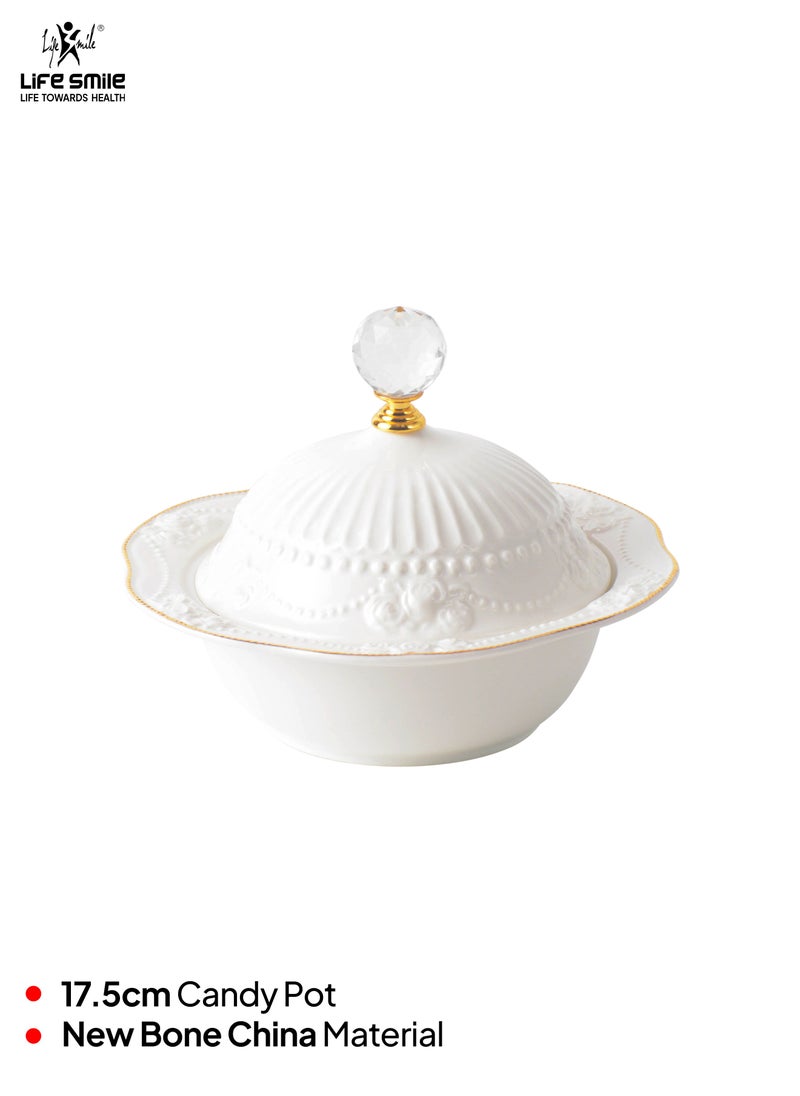Life Smile LIFE SMILE Candy Bowl with Lid - Covered Sugar Bowl | Serving Dish and Food Storage Container, Perfect for Chocolate Jars, Home, Office, and Gift Use  - Image 2