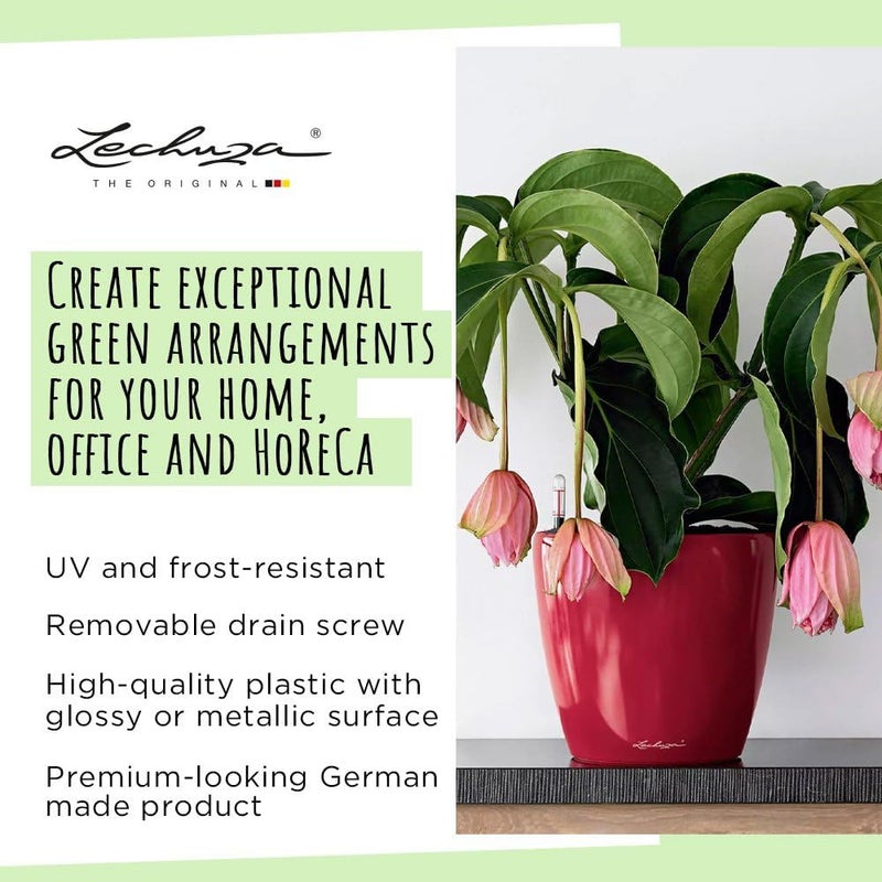 Lechuza Self Watering Plant Pot CLASSICO 21 LS Garden Flower Indoor Outdoor Small Table Plastic Planter with Drainage Hole D21 H20 cm White High-Gloss - Image 5