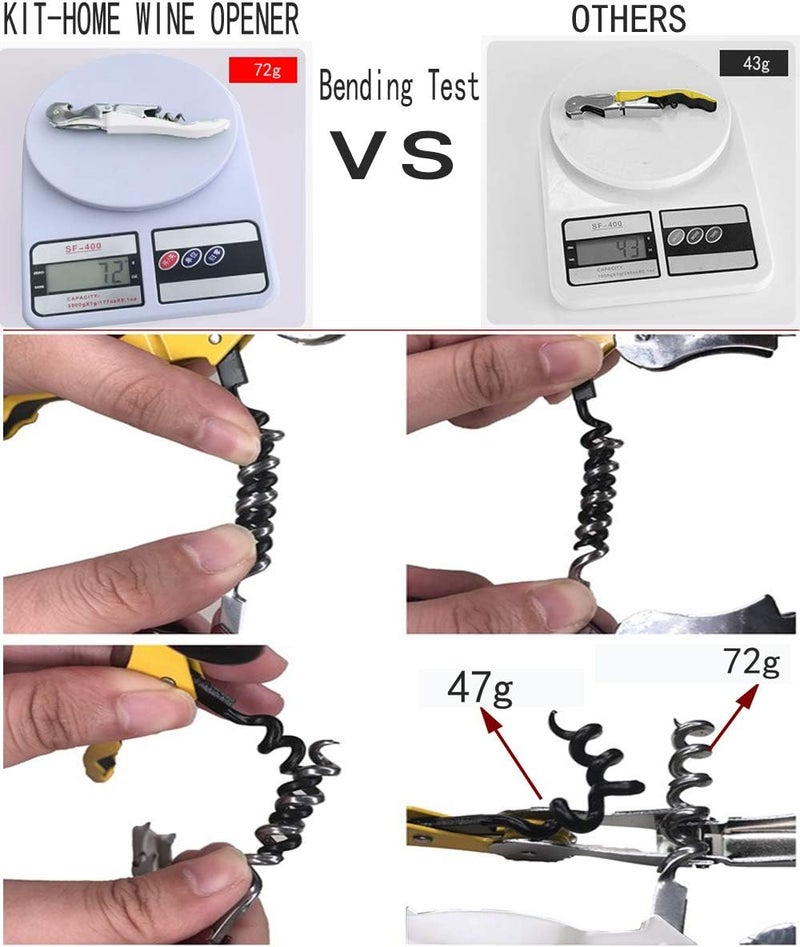 Kit-Home Professional Waiter Corkscrew Wine Openers Set, Heavy Duty Stainless Steel Hinges Wine Key for Restaurant Waiters, Sommelier, Bartenders - Image 4