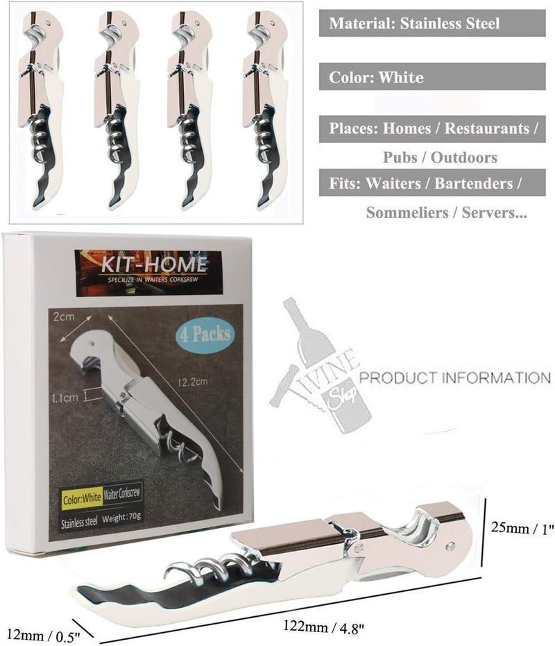 Kit-Home Professional Waiter Corkscrew Wine Openers Set, Heavy Duty Stainless Steel Hinges Wine Key for Restaurant Waiters, Sommelier, Bartenders - Image 2