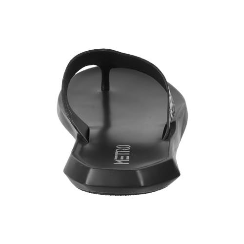 Metro Men Black Leather Thong Chappal UK/6 EU/40 (16-802) - Image 4