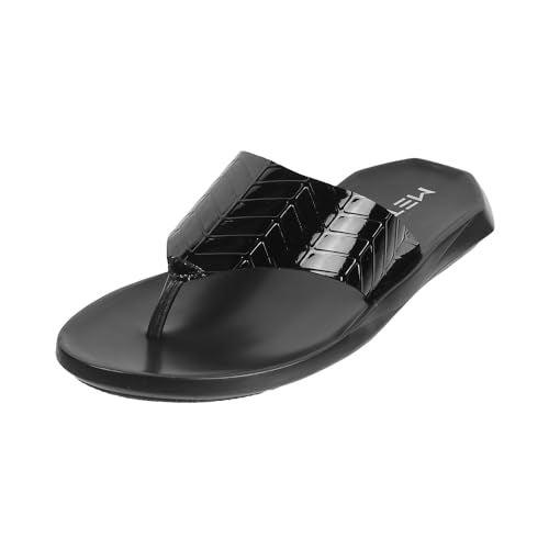 Metro Men Black Leather Thong Chappal UK/6 EU/40 (16-802) - Image 1
