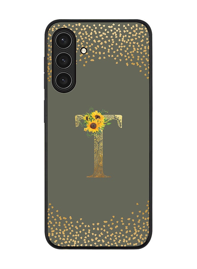 Stylizedd For Samsung Galaxy A26 5G Case,Slim fit Camera Protection, Shockproof Thin Phone cover  - Custom Floral Monogram - T  (Olive Green ) - Image 1