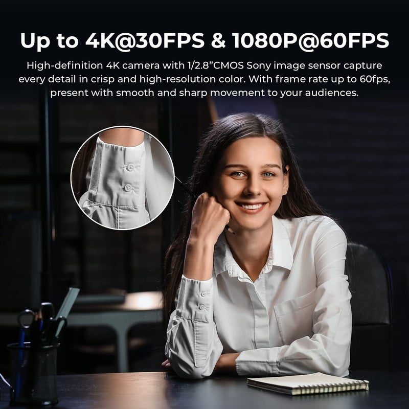 OBSBOT Meet AI-Powered 4K Webcam, AI Framing & Autofocus, Webcam with Microphone, Background Bokeh, 60 FPS, HDR Low-Light Correction, Beauty Mode, Webcam for PC, Streaming, Conference, Gaming, etc. - Image 4