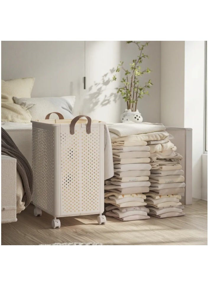 Foldable Laundry Baskets, 40L Large Foldable Laundry Basket with Handle, Multipurpose Organizer Laundry Basket with Wheels