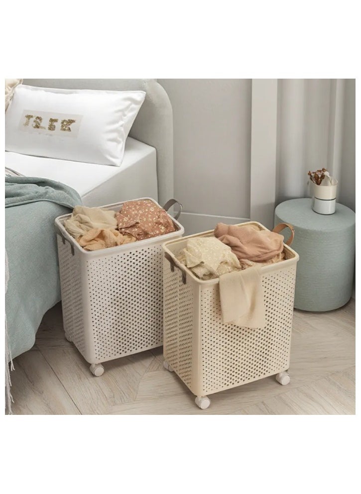 Foldable Laundry Baskets, 40L Large Foldable Laundry Basket with Handle, Multipurpose Organizer Laundry Basket with Wheels