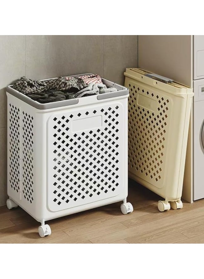 Foldable Laundry Baskets, 40L Large Foldable Laundry Basket with Handle, Multipurpose Organizer Laundry Basket with Wheels