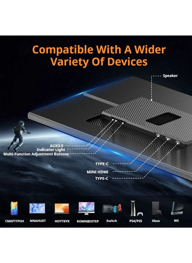 V2COM 15.6" Portable Monitor, Ultra-Slim Narrow Bezel Full HD 1080P IPS Display, USB-C & HDMI Connectivity, Matte Anti-Glare Screen, Built-In Protective Case, Lightweight External Monitor for Laptop