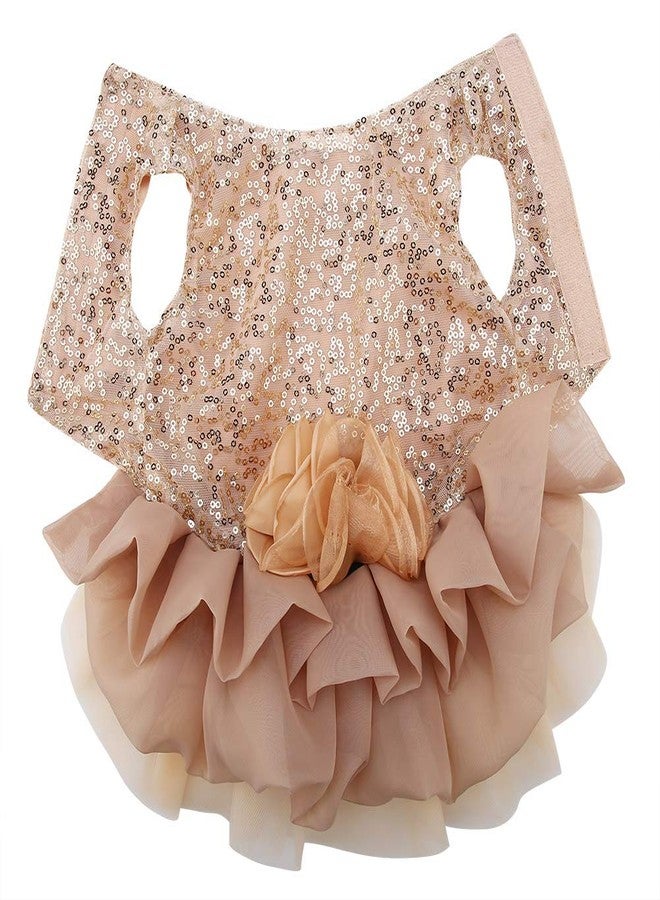 Zerodis Dog Wedding Dress,Sweet Sequined Puppy Wedding Dress Lace Vest Skirt Dog Pet Cat Party(L Gold) - Image 5
