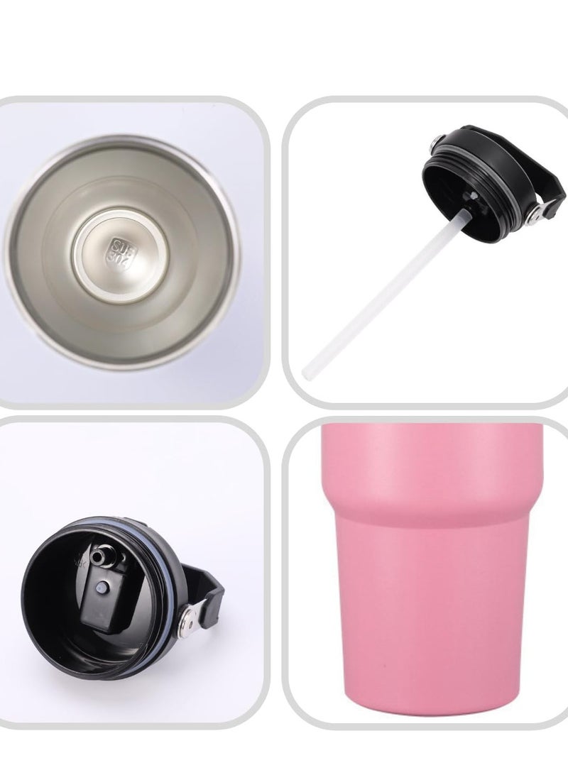 JAJEEK 900ml Stainless Steel Leak-Proof Travel Tumbler Mug – Double Wall Vacuum Insulated Sipper Bottle with Straw & Lid, Ideal for Car, Office, Travel & Gym (Pink) - Image 3