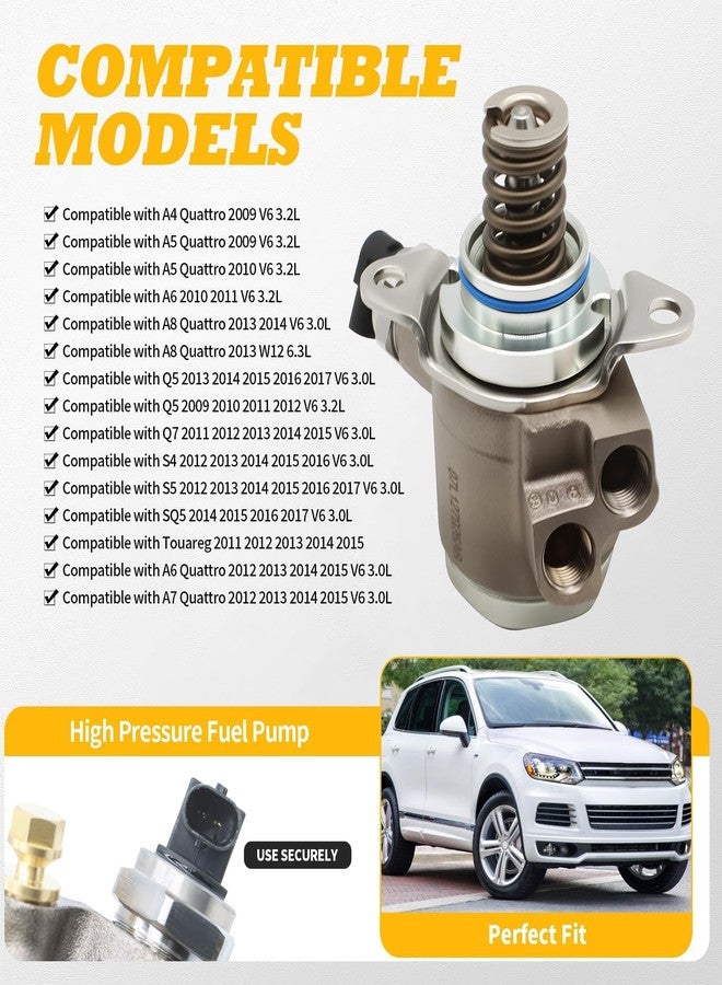Jecoupoon 06E127025Q High Pressure Fuel Pump Compatible with A4 Quattro 2009, Q5 2009-2017, Q7 2011-2015, A5 Quattro, A6, A6 Quattro, A7/A8 Quattro,Touareg HM10037 GDP608 - Image 2