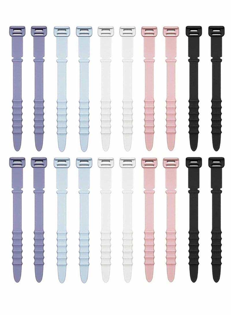 Loquat Reusable Silicone Cable Ties for Wire Management 20pcs 45in Ideal for Home Office with Multiple Color Options White Black Pink Purple Blue - Image 3