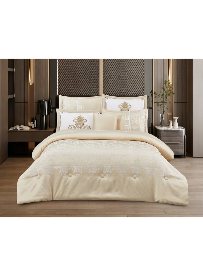 Luxury Jacquard Comforter Set 7Pcs King Size, 400GSM Quilt Bedding Set with Fitted Sheet & Pillow Covers