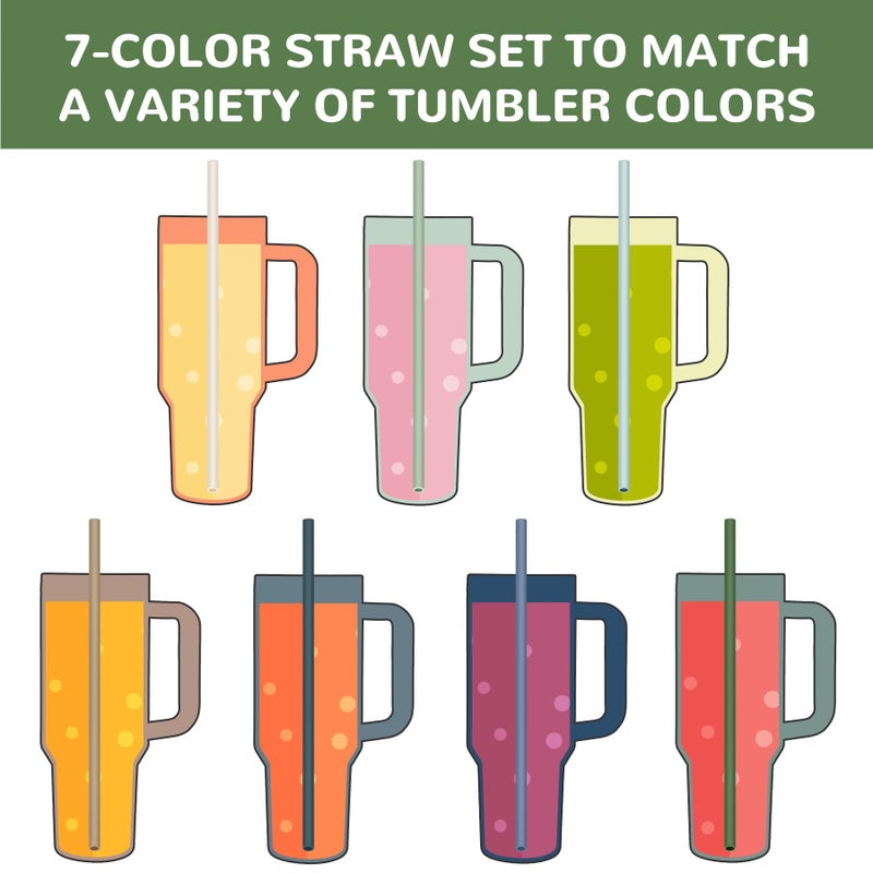 Tomorotec 15-Pack 12" Reusable Silicone Drinking Straws for Stanley Tumblers 20, 30, 40 oz with 2 Cleaning Brushes, BPA-Free Food-Grade Vibrant Colors Flexible Straws for Family Use (Nature Colors) - Image 5
