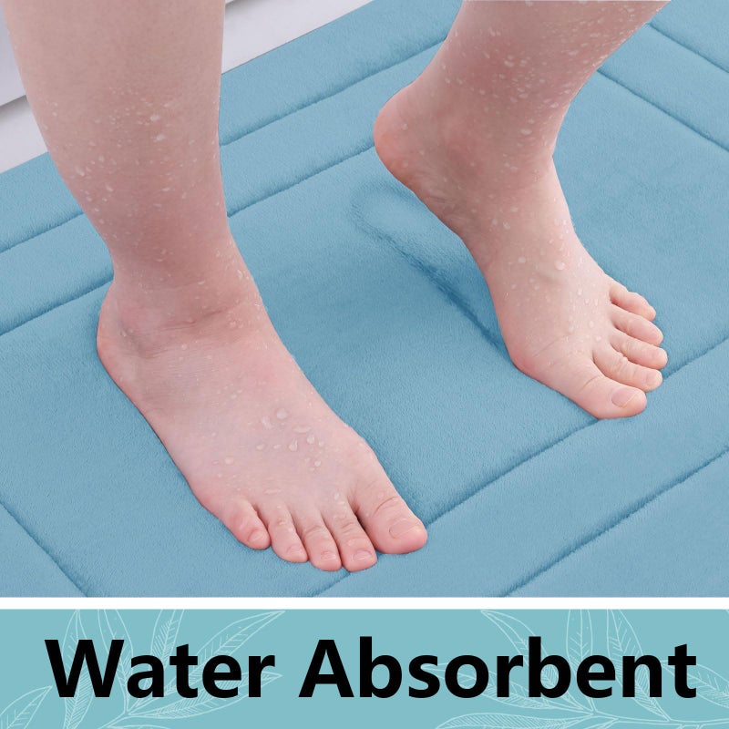 Arotive Arotive Memory Foam Bathroom Rug Mat 36x24  Ultra Soft and Absorbent Bath Mat  Machine Wash Dry  Comfortable Bath Rug Carpet for Bathroom Floor  Tub and Shower  Blue  - Image 3