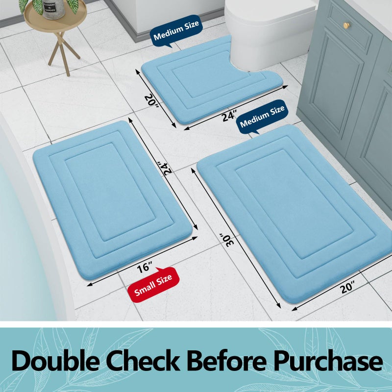 Arotive Arotive Memory Foam Bathroom Rug Mat 36x24  Ultra Soft and Absorbent Bath Mat  Machine Wash Dry  Comfortable Bath Rug Carpet for Bathroom Floor  Tub and Shower  Blue  - Image 4