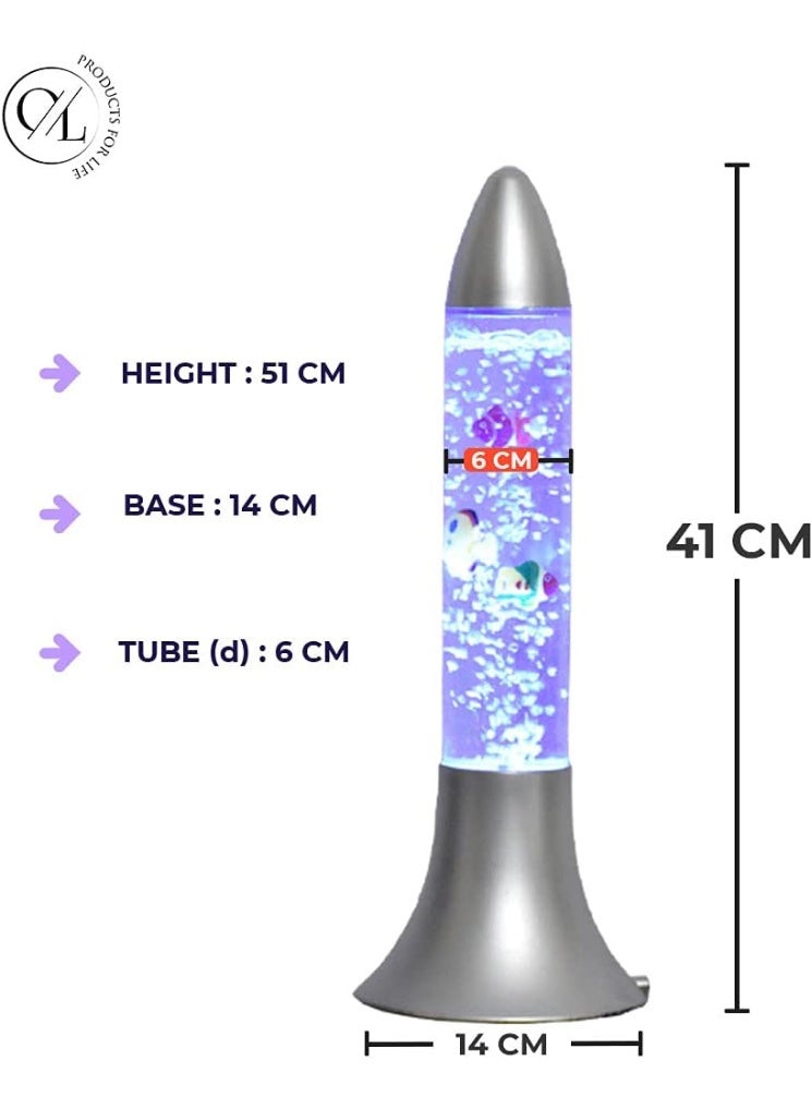 MUNTAQI Rocket Bubble Tube Lamp – Color Changing LED Sensory Fish Lamp, Glass Aqua Bubble Aquarium Light with Floating Fish, Calming Mood Light for Kids Adults Anxiety, Autism Room Decor - Image 4