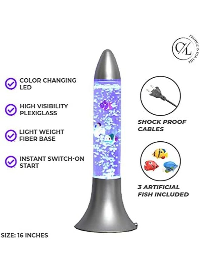MUNTAQI Rocket Bubble Tube Lamp – Color Changing LED Sensory Fish Lamp, Glass Aqua Bubble Aquarium Light with Floating Fish, Calming Mood Light for Kids Adults Anxiety, Autism Room Decor - Image 5