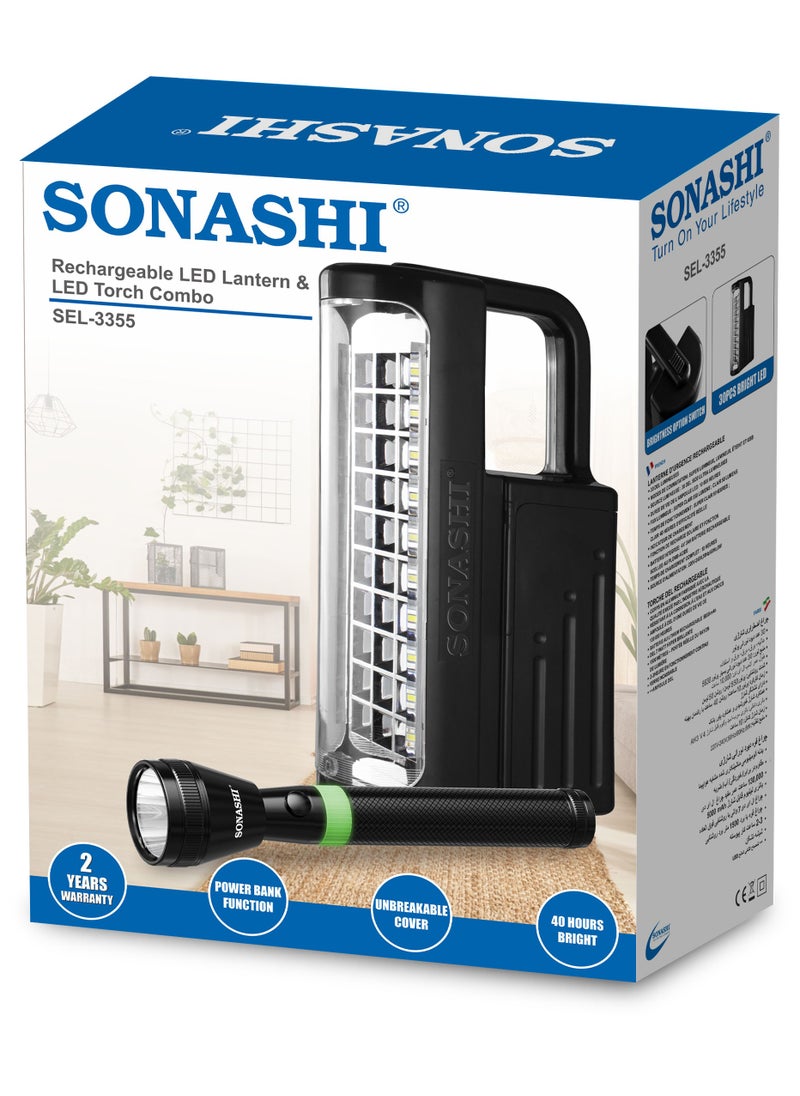 SONASHI - Rechargeable Emergency Lantern And LED Torch Combo with Bright and Super Bright Modes  Solar Charge and Power Bank Function  Convenient Portable Design For Home Indoor Use Outdoor Camping SEL-3355 - Image 1