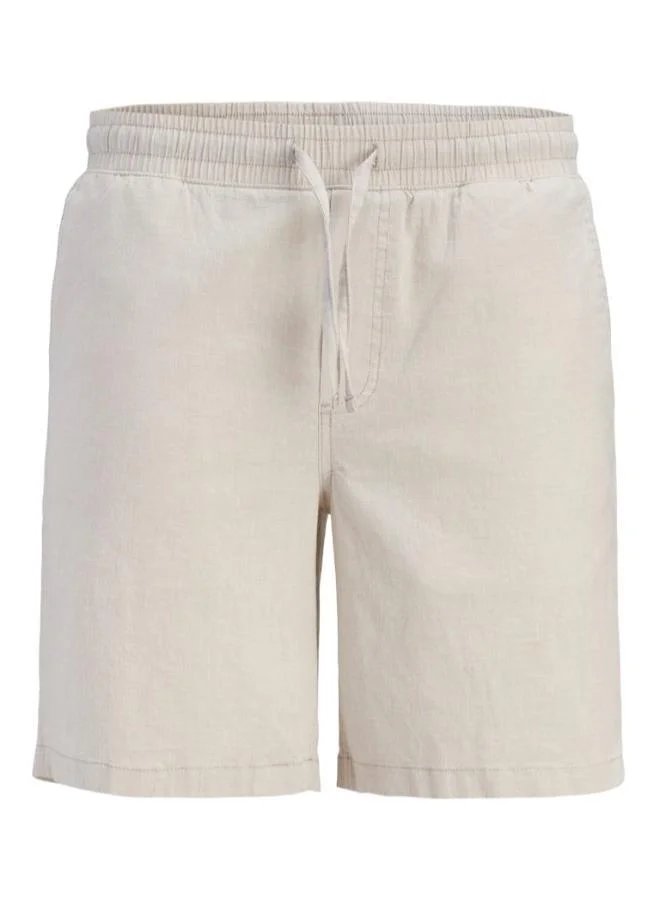 JACK & JONES String Detail:MELANGE Linen Blend Drawstring Shorts for Men | Best Price UAE