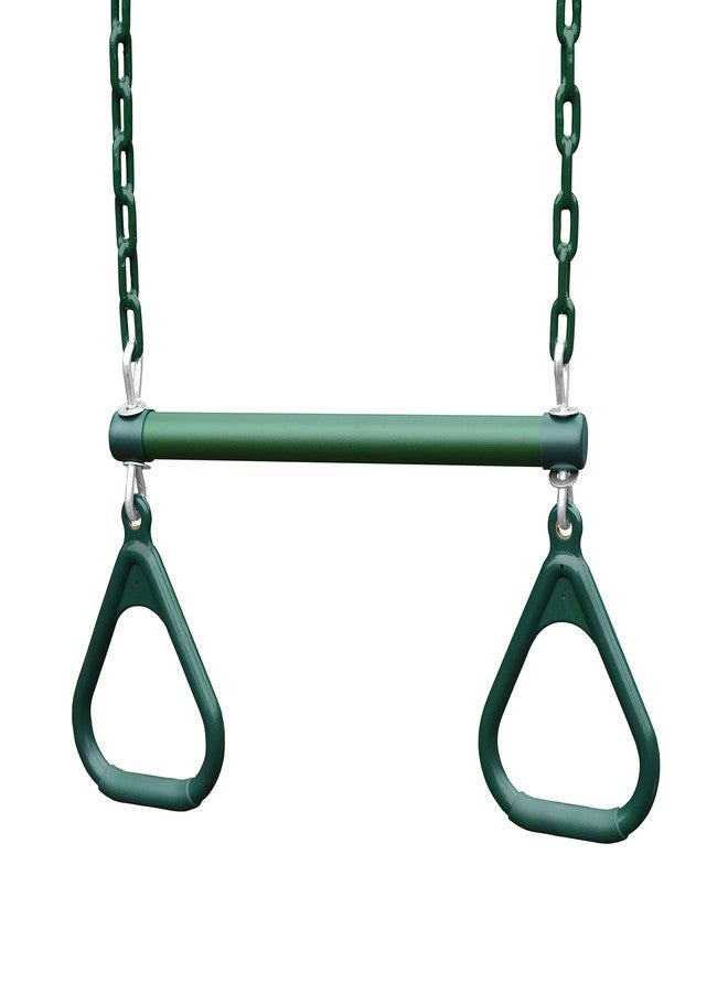 Gorilla Playsets 04-0006-G/G 17" Trapeze Bar Assembly with Rings - Green Bar, Rings, 36.5" Plastisol Coated Chains - Image 1