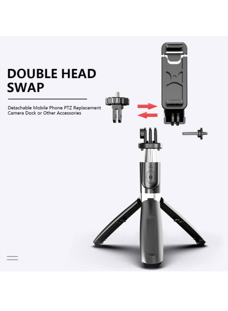 ELTRAZONE عصا سيلفي محمولة من الألمنيوم بقطر 40 بوصة مع حامل ثلاثي القوائم للهاتف مع غالق عن بُعد لاسلكي متوافق مع آيفون 12 11 برو Xs ماكس Xr X 8 7 6 بلس - Image 2