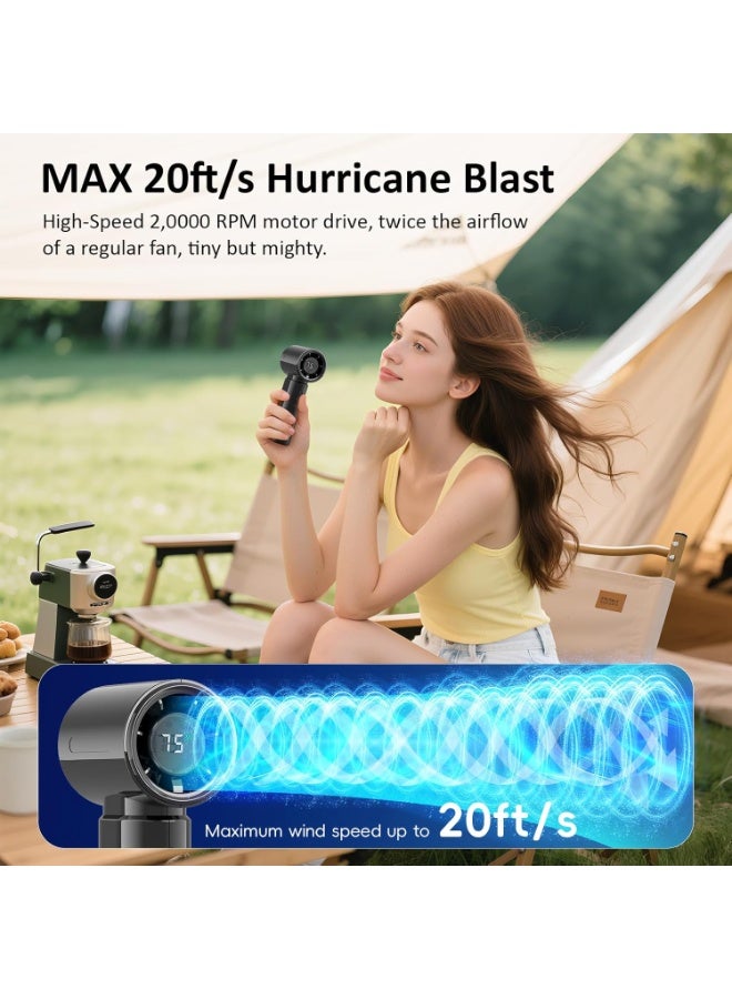 HandFan Powerful Handheld Mini Portable Fan, 100 Speeds, 4000mAh Rechargeable Turbo Personal Fan, Gloss Black - Image 5