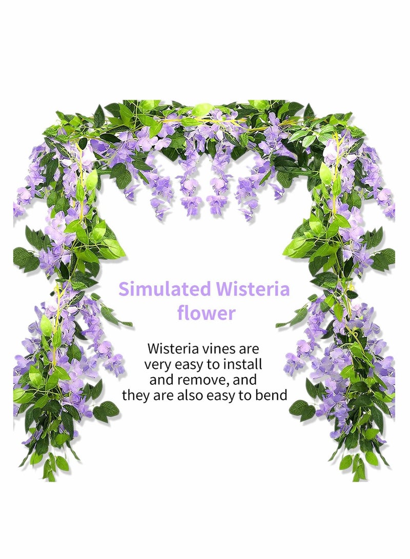 Captaintech Artificial Wisteria Vine Garland, Decorative Artificial Flora Plants, Fake Flowers Hanging Garland Arts For Ceremony Party Home Wedding Wall Panel Decoration5 x 6FT  (Lilac)  5 PCS - Image 5