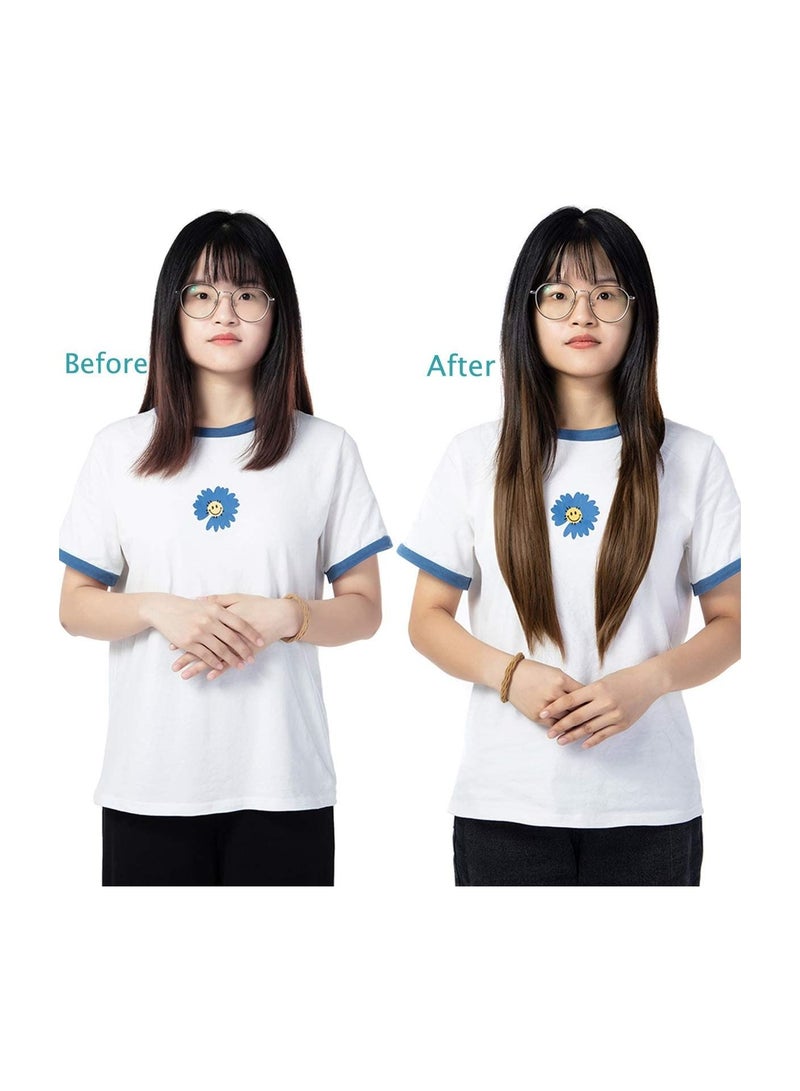 Estelle Clip in Hair Extensions 4Pcs 11Clips Straight Thick Full Head Double Weft Clip on Synthetic Hair Extension Hairpieces for Women Light Chestnut Brown Straight - Image 5