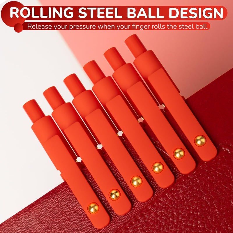 YOXMJDB 6 Pcs Red Ink Pens for Journaling 0.5mm Fine Point Red Gel Ink Pens, Smooth Writing Quick Dry Pen for Note Taking, Gift Set for Women & Men (6 Pcs Red Gold) - Image 3