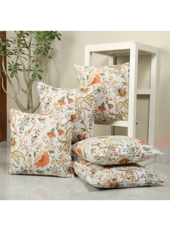 Clasiko Cotton Cushion Covers Set of 5; 18x18 Inches; Floral Fantasy - Image 1