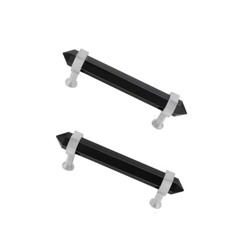 Rockcloud Pack of 2 Black Obsidian Crystal Point Stone Drawer Pulls with Screws Silver Tone Cabinet Knobs Cupboard Pulls Door Handles for Home Office Decor Black - Image 1