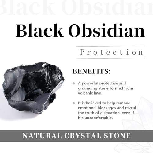 Rockcloud Pack of 2 Black Obsidian Crystal Point Stone Drawer Pulls with Screws Silver Tone Cabinet Knobs Cupboard Pulls Door Handles for Home Office Decor Black - Image 3