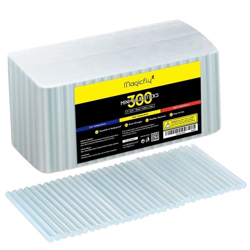 Magicfly Mini Hot Glue Gun Sticks Huge Pack of 300 4 Long and 027 Diameter Hot Melt Glue Sticks Compatible with Most Glue Guns Perfect for DIY Craft Projects and Sealing