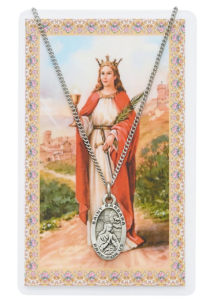 McVan St. Barbara 7/8-inch Pewter Medal Pendant Necklace with, No Color, Size No Size - Image 5