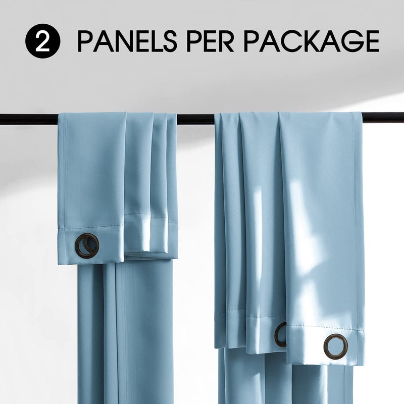 Rutterllow 100% Blackout Curtain Panels  Heat and Full light Blocking Drapes with Grommets for Bedroom Thermal Insulated Window Treatment Drapes for Living Room(Haze Blue 2Panels 52x45inch) - Image 5